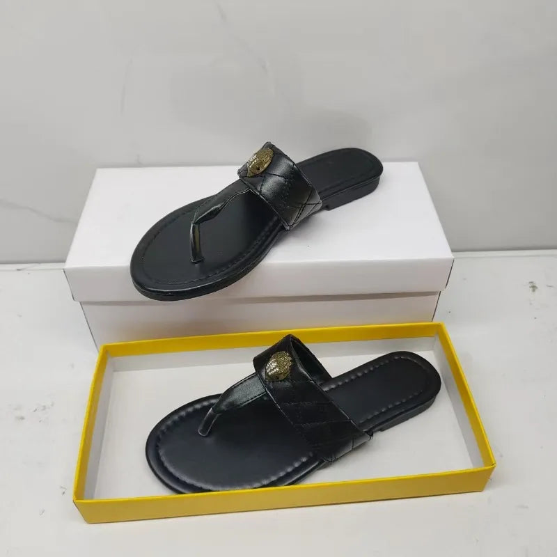 Plus Size Slippers Color-Blocked or Solid Black, Flip Flops