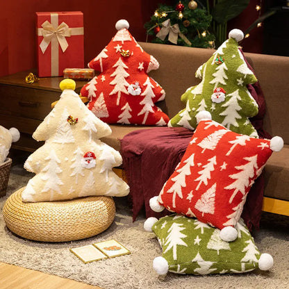 Christmas Tree Stuffed Throw Pillow or  Square, Tree Printed Pillows