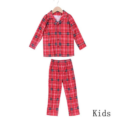 Family Christmas Pajamas Matching Sets Adult And Kids Red Plaid Button Shirts Tops+Pants Baby Romper Dog Pajamas too!!