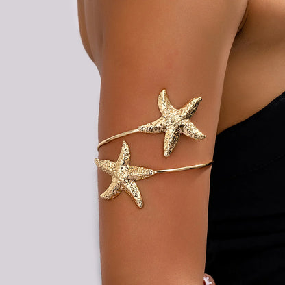 Bohemian Metal Starfish Open Arm Bracelet String Leaf Wave Flower  (7 other designs)