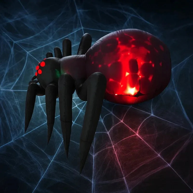 6FT Inflatable Halloween Shadowstalker Spider, Built-in LED Lights, Fan, Stakes, and Rope