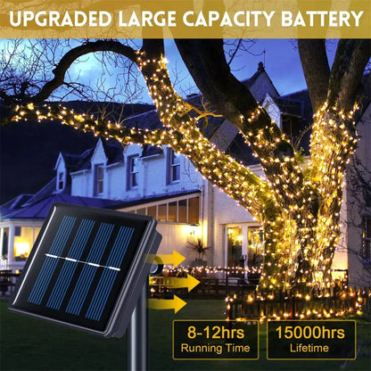 Frosted Globe Solar String Lights 100 LED IP65 Outdoor Fairy Lights