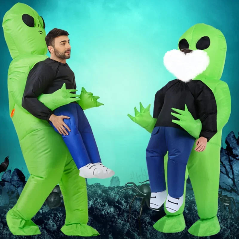 Inflatable Alien Costume With Fish Head Mask Funny Halloween Cosplay Suit For Adults