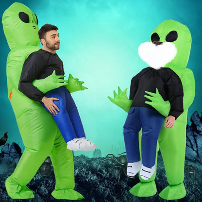 Inflatable Alien Costume With Fish Head Mask Funny Halloween Cosplay Suit For Adults