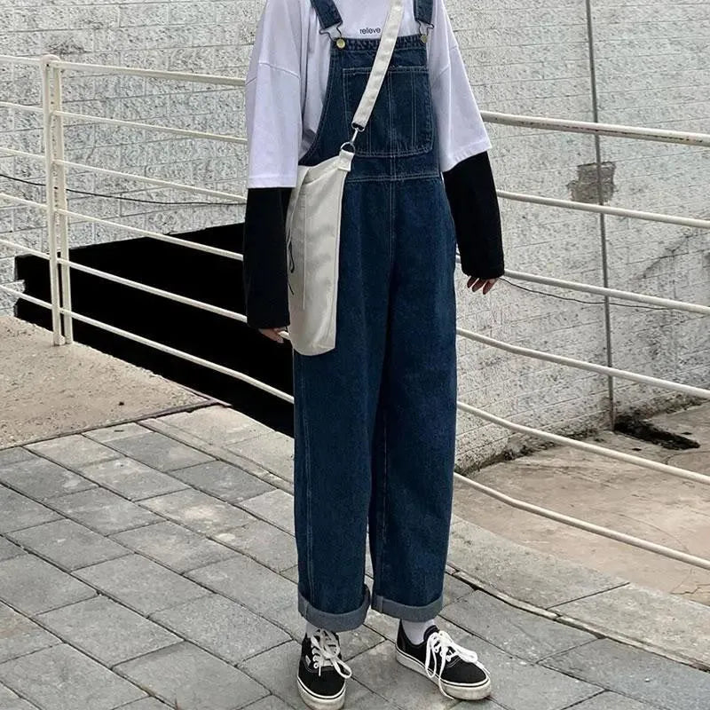 Sizes to 5XL...Retro Denim Overalls, Big Pockets, Loose Denim