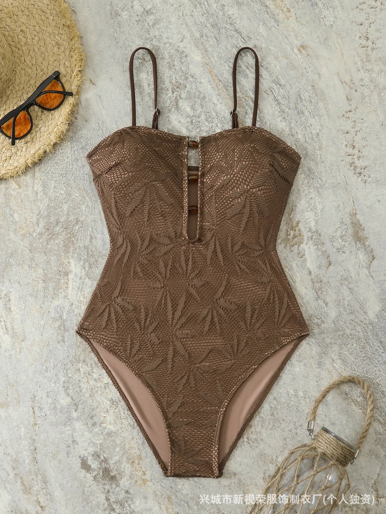 Bohemian Style One-Piece Swimsuit Backless Adjustable Spaghetti Strap Design