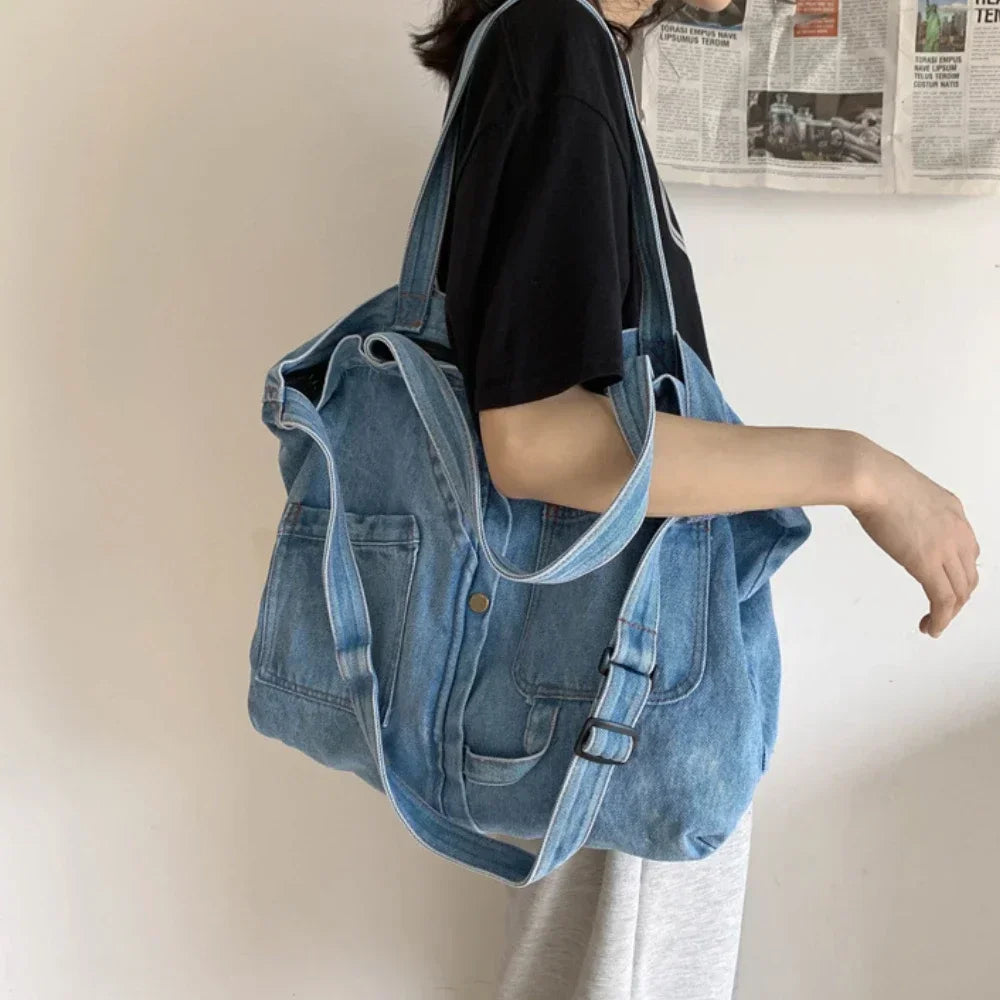 Denim Shoulder Bags for Women Casual Jeans Bags Designer Tote Crosbody Luxury Handbags Denim Shopping Bag Bolsos Para Mujer 2024