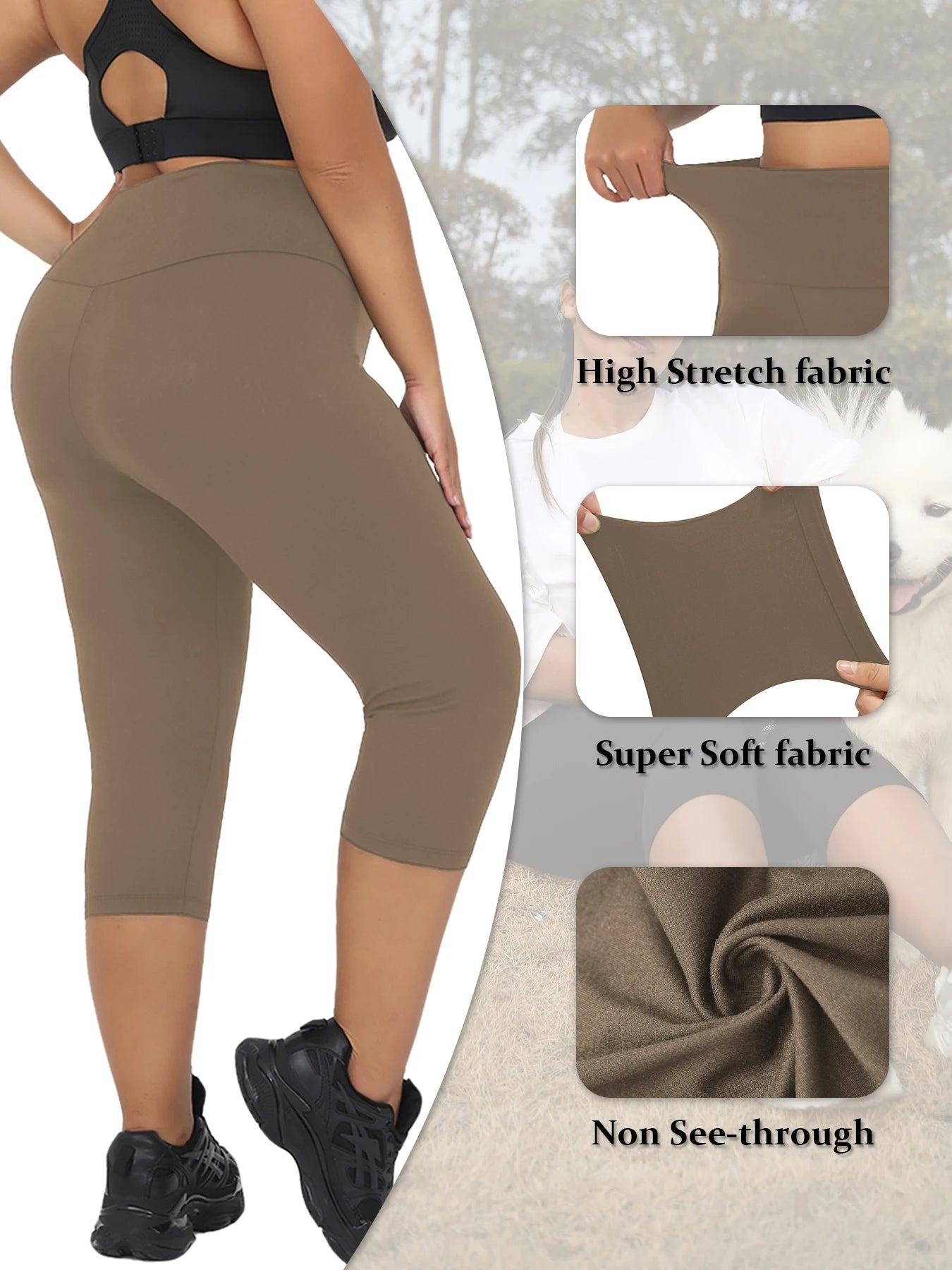 Plus Size to 4XL in 5 Colors Leggings, Super soft, High Waisted Tummy Control , Yoga Capri Pants