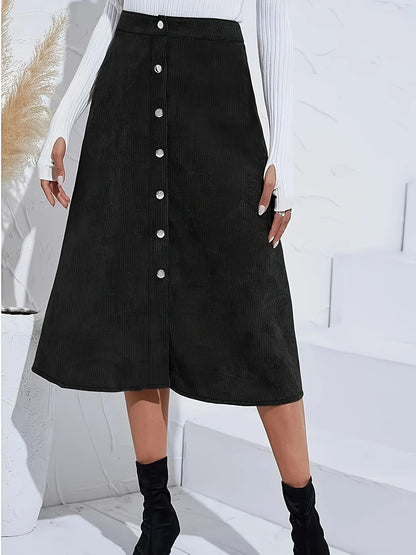 Sizes to 5XL,  Front Button Skirt, Broadcloth Denim
