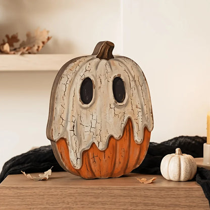 Halloween Interior Autumn Decorations, Retro Wooden Blocks, Shelf Decoration: Ghosts Black Cats, Pumpkins, Skeleton's Witch