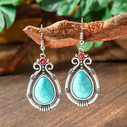 Vintage Tibetan Silver Geometric Turquoise Drop Dangle Earrings. 34 Variations