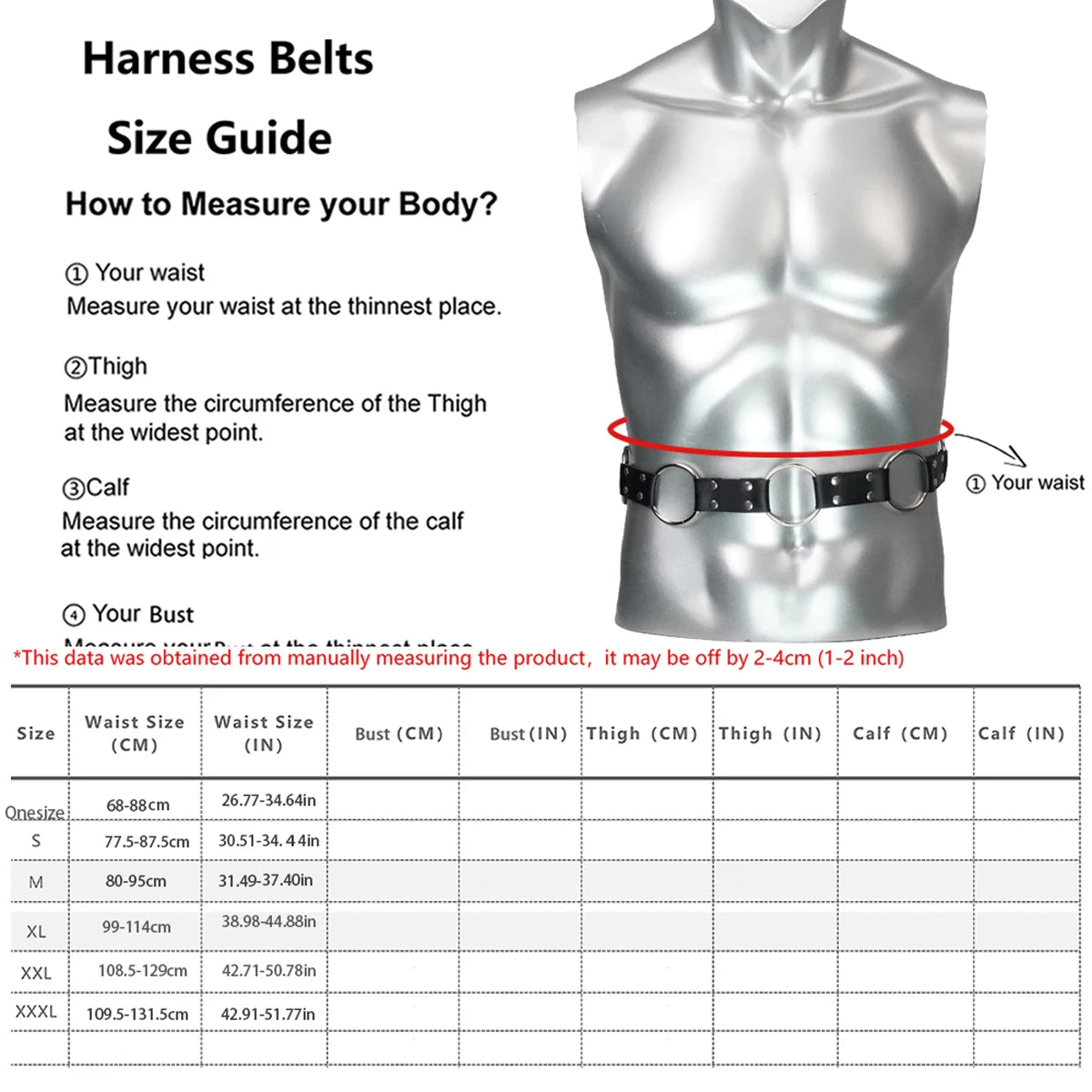 Gothic Pu Leather Harness Waist Belt Punk Waist Belt Straps Holding Metal rings