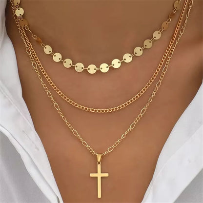 Vintage Crystal  Star Moon Layered Necklace Boho Multi-level Necklaces