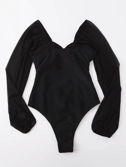 One Piece Solid Long Sleeve Sun Protection Swimwear