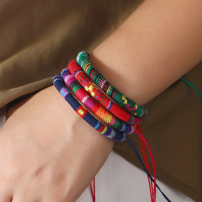 24pcs Bohemian Woven Bracelet Set, Random Colorful Cloth Art.F