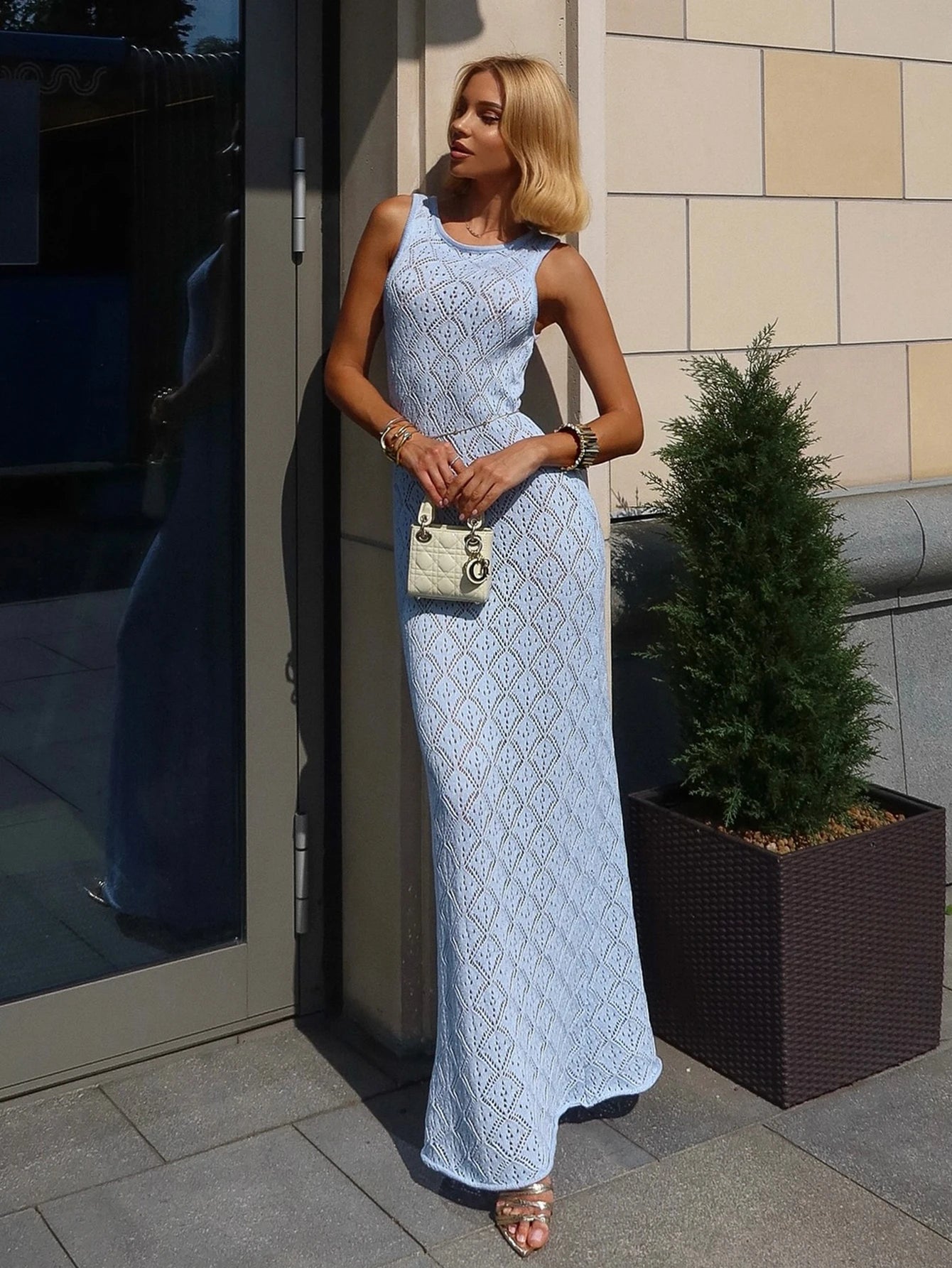 Sexy Knit Maxi Dress Women's Casual Sleeveless Slimming