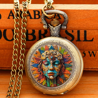 Vintage Bohemian Pocket Watch,  Exquisite Clock With Necklace Chain Retro folk-custom
