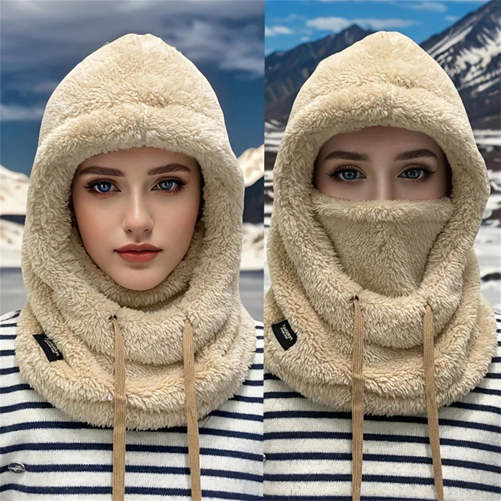 Warm Thermal Windproof  Ski Hood, Face Cover, Polar Fleece Adjustable, Neck Cover, Full Face Mask