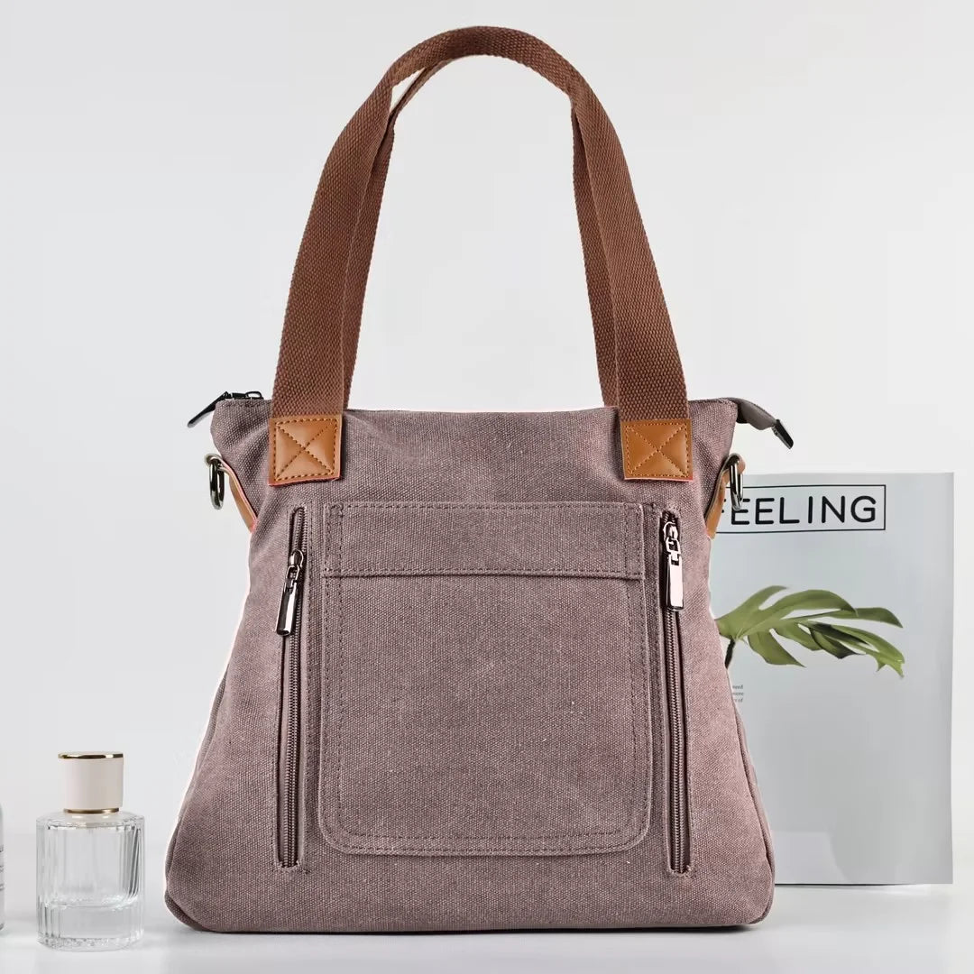 Versatile Handbag Large Capacity Canvas Casual Shoulder Crossbody Bag