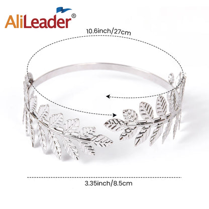 Greek Goddess Headband & Arm Bands Set For Women Laurel Wreath Crown Golden Leaf Headband For Roman Greek Accessories Cosplay