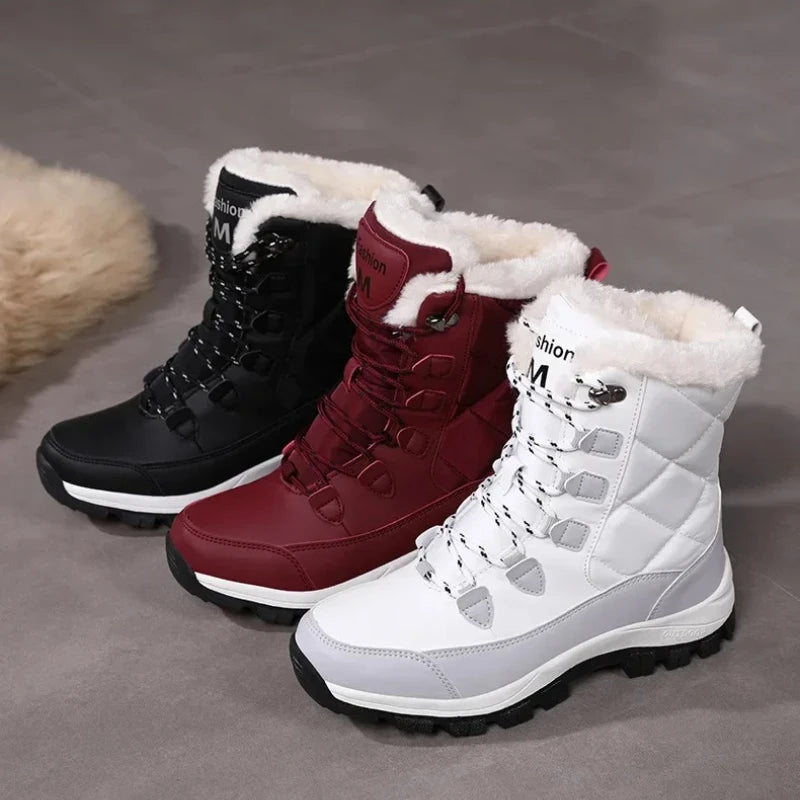 Snow Boots, Warm and Waterproof, Lace Up, Fleece Lined