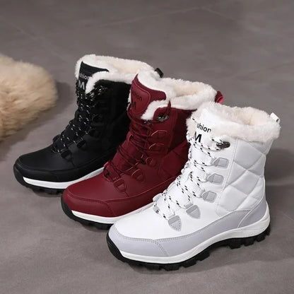 Snow Boots, Warm and Waterproof, Lace Up, Fleece Lined