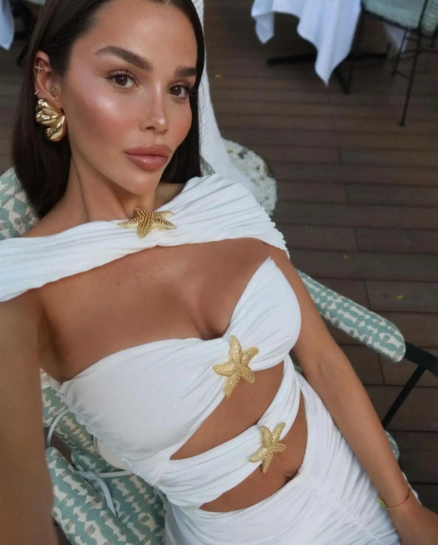 3 Pieces Bikini Sets Riveted Hollowed Out Beach Cover up