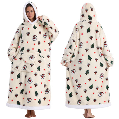 Super Long Flannel Pullover Night Shirt with Pocket and Hood, Super Snuggly for Men and Women, 12 Different Prints