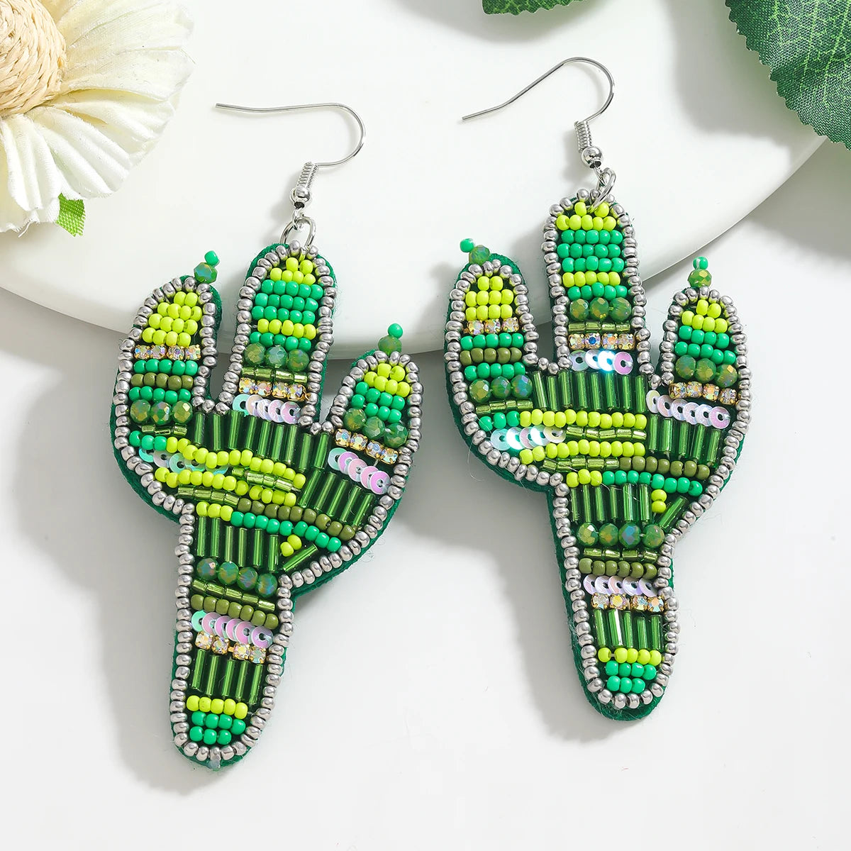 Fun Bohemian Handmade Beaded Coconut Trees and Cactus