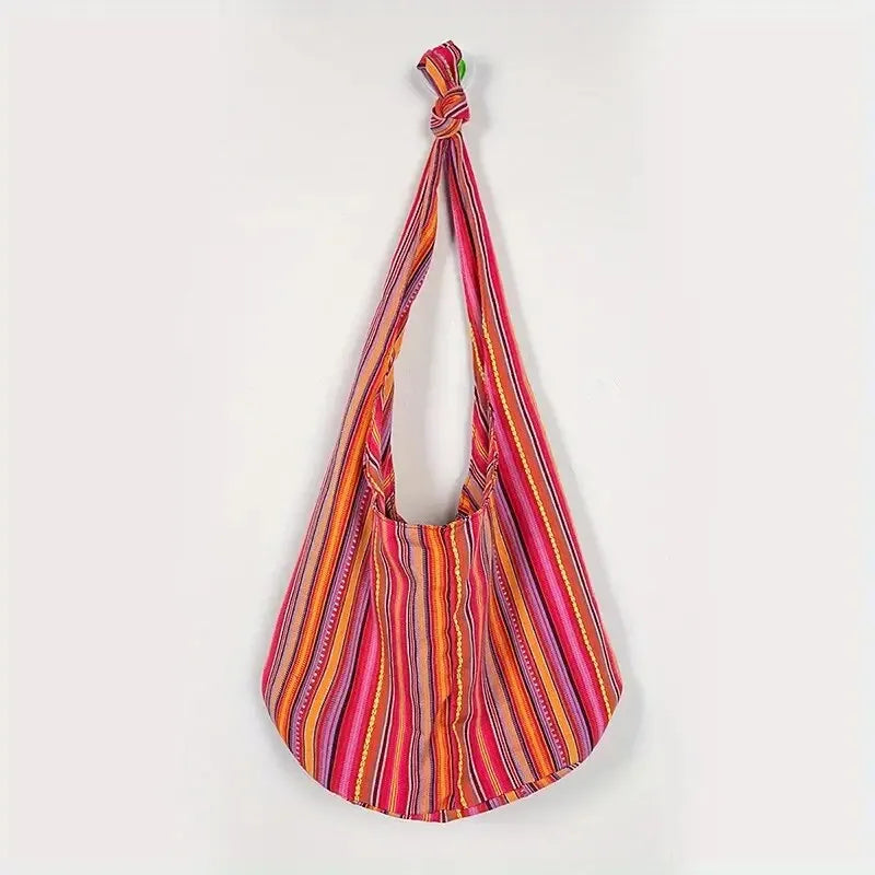 Bohemian Canvas Shoulder Crossbody Bag, Large Capacity, Ethnic Style Tote Bag
