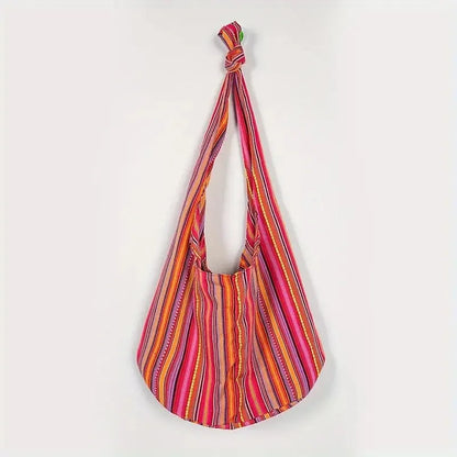 Bohemian Canvas Shoulder Crossbody Bag, Large Capacity, Ethnic Style Tote Bag
