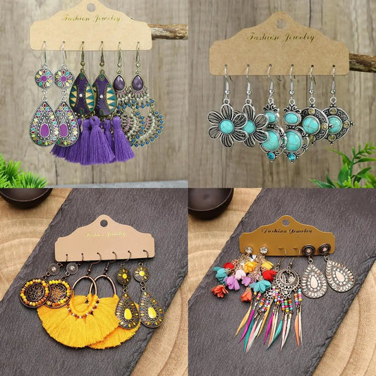 6 piece sets of Retro Bohemian Earrings