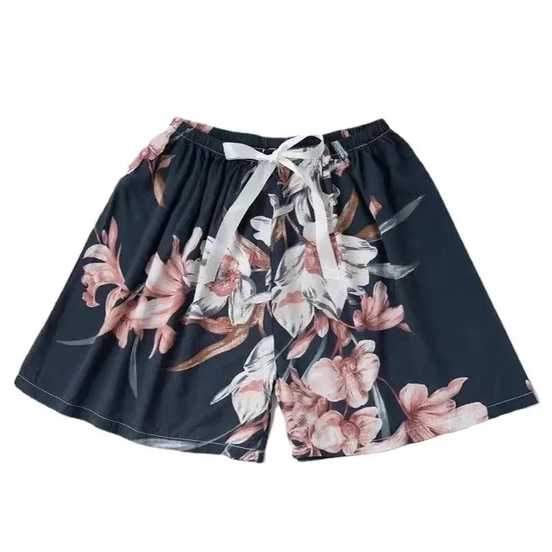 Sizes to 2XL, Women Casual Boho High Waist Shorts Beach Lightweight Printed Drawstrings Elastic Waist