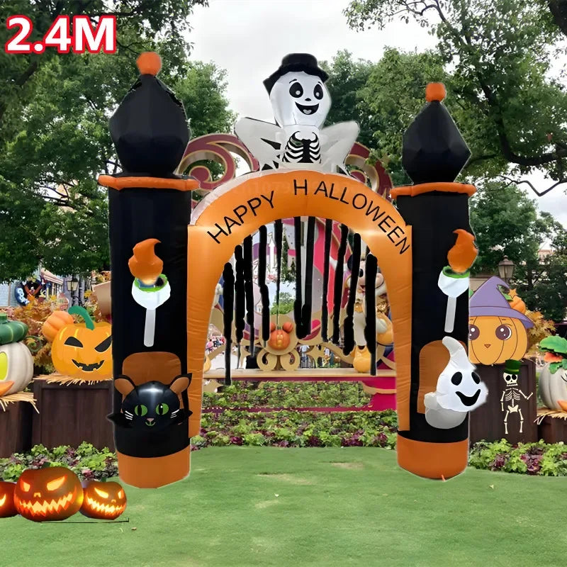 Halloween Inflatable Archway Built-in LED Light Pumpkin Prop Outdoor Decoration