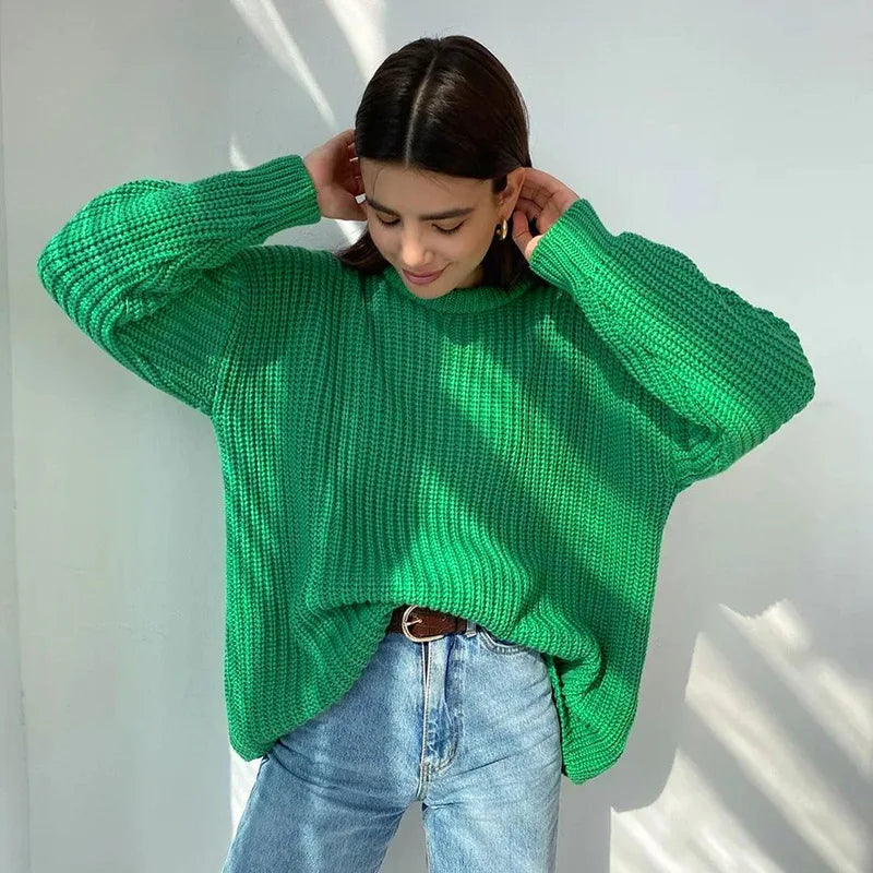 Chunky Knit Oversized Sweater Crew Neck Long Sleeve Loose Casual  Pullover. Comes in 6 colors