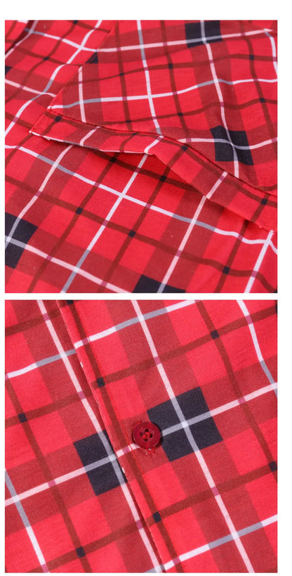 Family Christmas Pajamas Matching Sets Adult And Kids Red Plaid Button Shirts Tops+Pants Baby Romper Dog Pajamas too!!