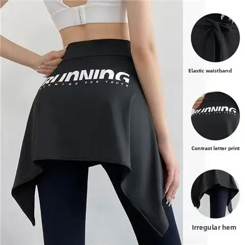 Sporty Street Style with Ruffle and Bow Tie Asymmetrical Hankie Hemline Elastic Waist, Plaid Patterned Skirt--Sizes 58 Centimeter Waist