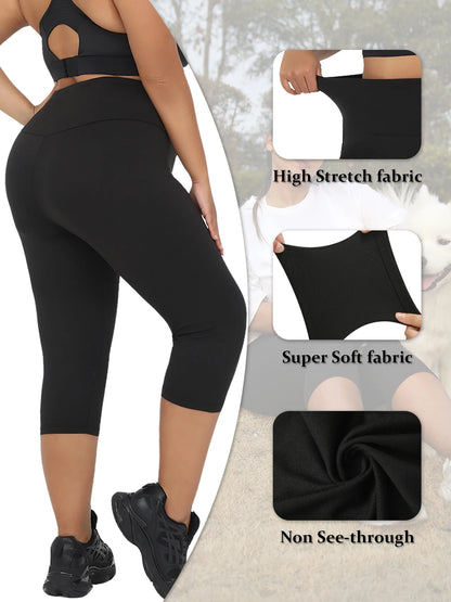 Plus Size to 4XL in 5 Colors Leggings, Super soft, High Waisted Tummy Control , Yoga Capri Pants