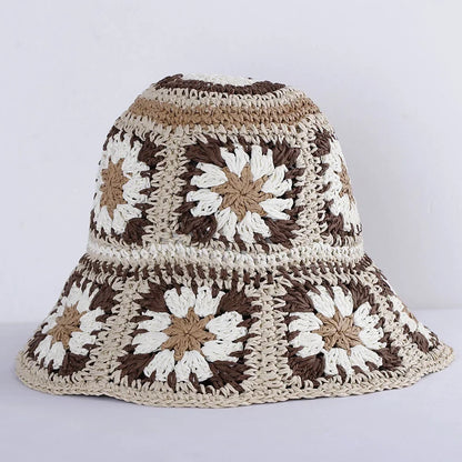 Bright Colored Floweed Crocheted Fisherman Hat