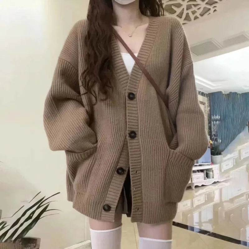Oversized Cardigan Sweater-Coats, Long, Full Sleeves, V-Neck, Loose  Fit, Button Front. comes in Tan, Gray, Off White
