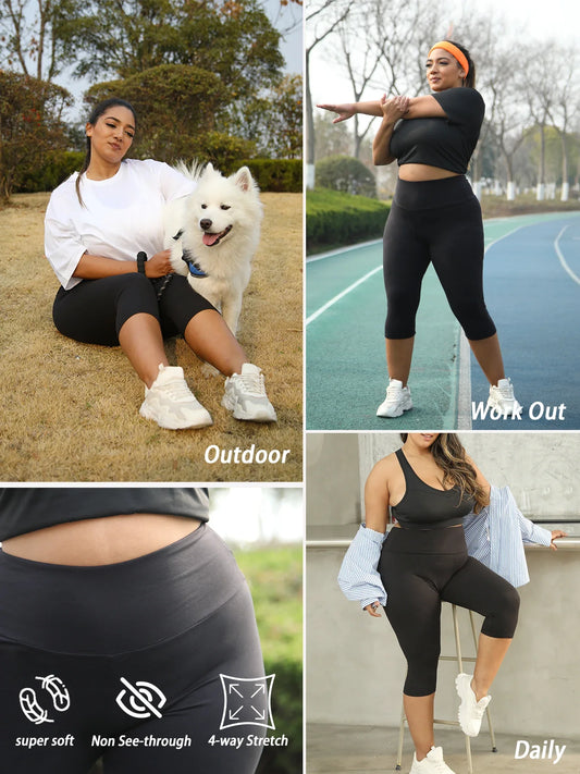 Plus Size to 4XL in 5 Colors Leggings, Super soft, High Waisted Tummy Control , Yoga Capri Pants