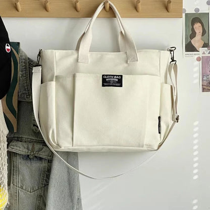 Urban Minimalist Large Capacity Horizontal Canvas Double and Single Straps