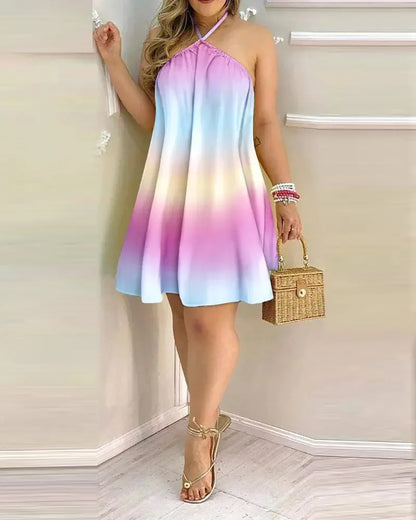 20 Different Designs, Boho Floral Print Backless Halter-Neck Dress
