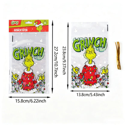 Grinch Christmas Gift Bags, Paper and Transparent, with Handles