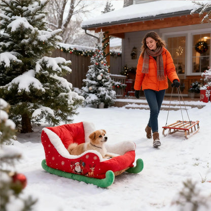 Washable Dog Christmas Sled Anti-slip bottom for Small, Medium, Cats, Dogs, Christmas Decor