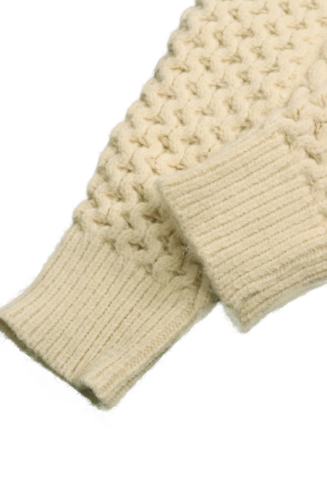 Oversized Beige Cable Knit Sweater Casual Long Sleeve Half-Zip with Pockets Comfortable Knitwear