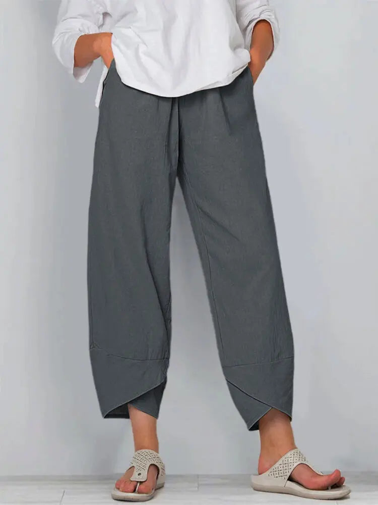 18 Solid and Patterned Cotton Linen Harem Pants, Wide Leg Trousers with Pockets