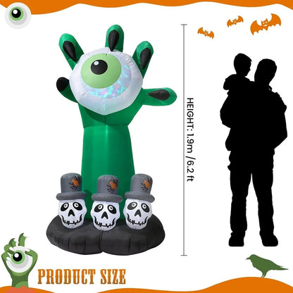 6.5 Feet Halloween Inflatable Pumpkin Ghost Tombstone, Decorations with Built-in LED Lights and Inflatable fan