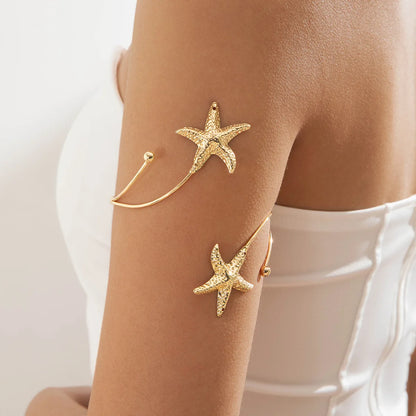 Bohemian Metal Starfish Open Arm Bracelet String Leaf Wave Flower  (7 other designs)