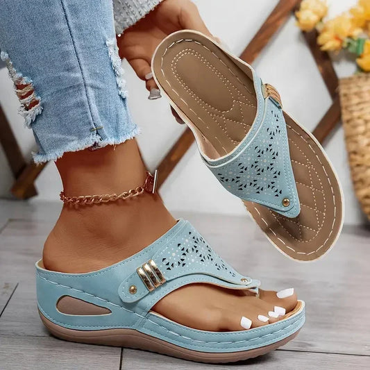 Summer Wedge Sandals Open Toe Flip Flop Fashion, Casual Slip on Platform Sandals, Slides